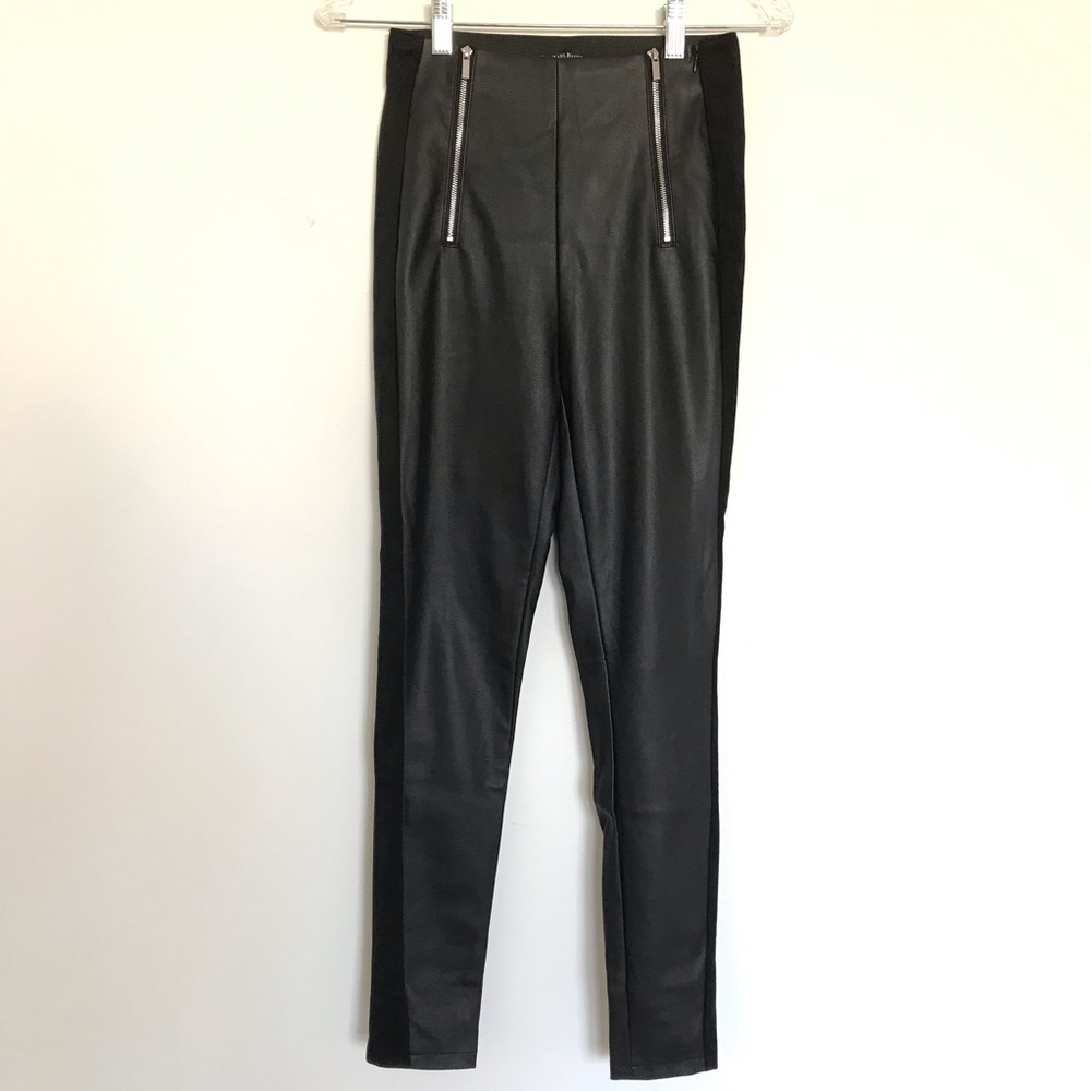 Zara Faux Leather Leggings with Zipper